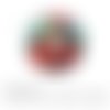 Cabochon fantaisie 25 mm femme art peinture rouge turquoise ref 927 