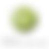 Cabochon fantaisie 25 mm dessin fleur vert blanc ref 1138 