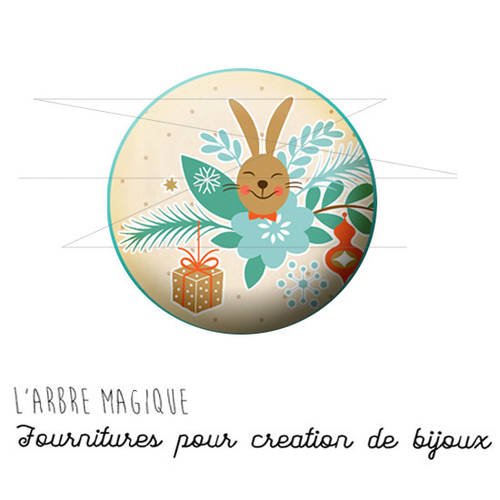 Cabochon fantaisie 25 mm noël sapin lapin ref 1475 