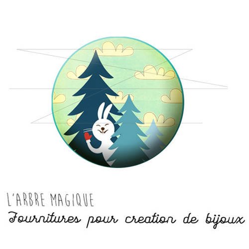 Cabochon fantaisie 25 mm noël sapin lapin ref 1470 