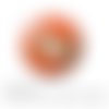 Cabochon fantaisie 25 mm noël oiseau orange vert ref 1469 