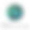 2 cabochons à coller illustration pierre turquoise ref 1459  -  en verre 14 mm - 