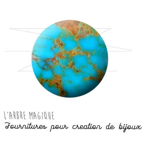 2 cabochons à coller illustration pierre turquoise ref 1460  - 18 mm 