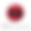 Cabochon fantaisie 25 mm pois blanc fond rouge noeud noir ref 1446 