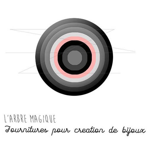 Cabochon fantaisie 25 mm cercles infinis tons rose gris ref 1404 
