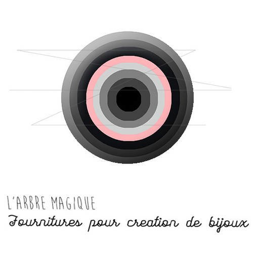 Cabochon fantaisie 25 mm cercles infinis tons rose gris ref 1403 