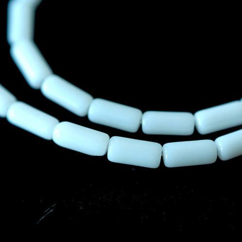10 perles tubes en verre transparente couleur blanc opaque 10x4mm 