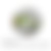 2 cabochons à coller floral vert fushia  ref 1423  -  en verre 14 mm - 