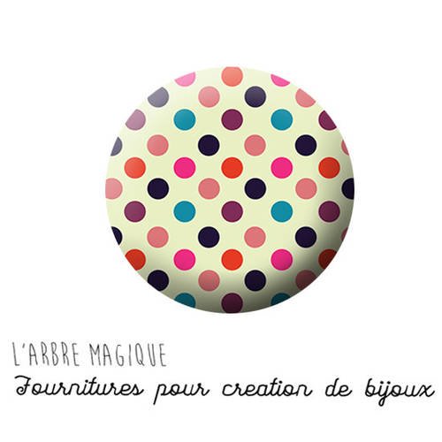 Cabochon fantaisie 25 mm petit pois multicouleur ref 1407 