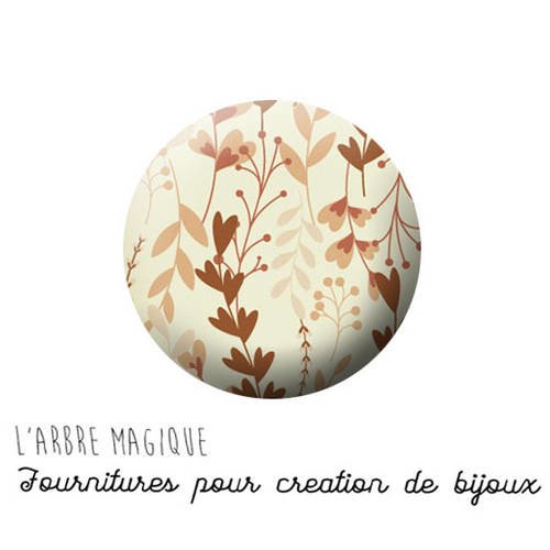 2 cabochons à coller automne feuille marron beige ref 1296 - 16 mm - 