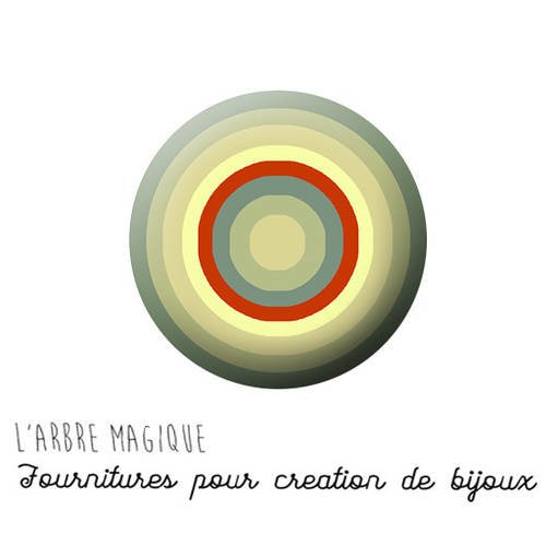 Cabochon fantaisie 25 mm cercle infini beige kaki rouge ref 1300 