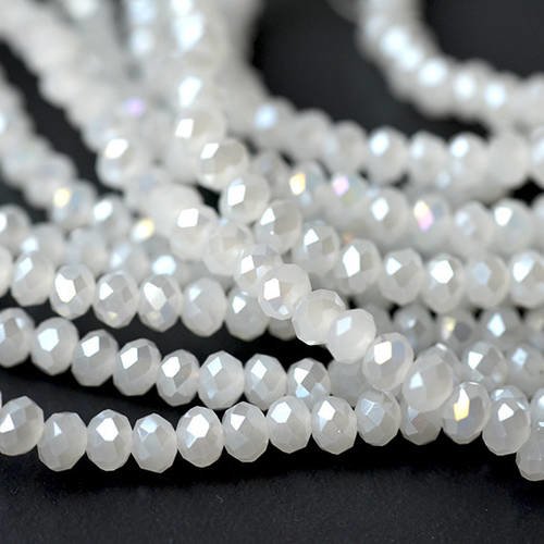 10 perles ovales à facette dimension 4x3 mm blanc opaque reflet 