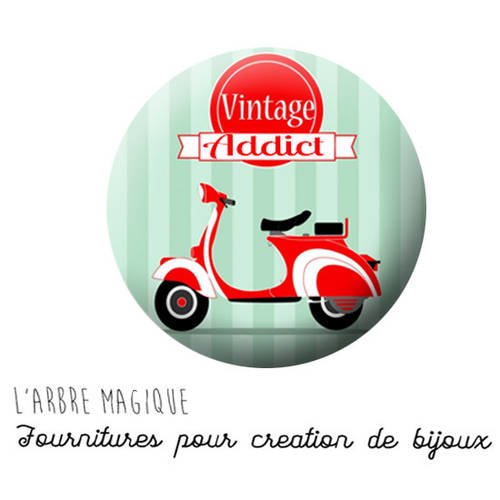 2 cabochons à coller scooter vespa italie vintage addict  ref 661  - 18 mm 