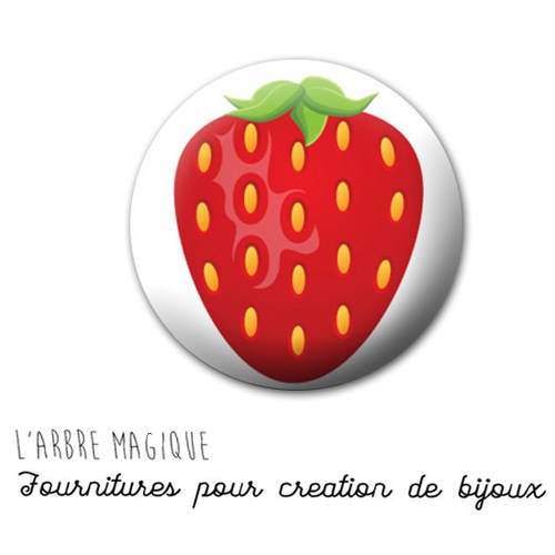 Cabochon fantaisie 25 mm fraise fruit rouge ref 741 