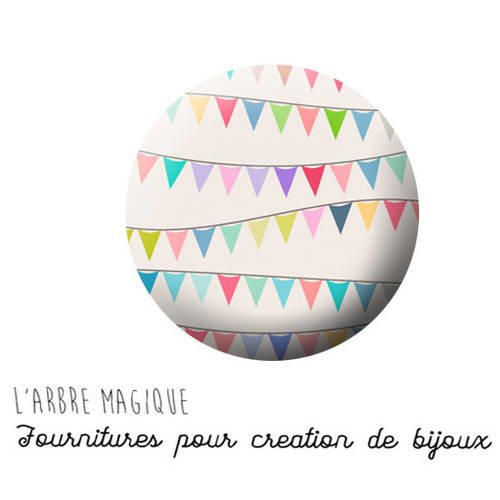 2 cabochons à coller arbre en fanions multicouleur ref 732   -  en verre 14 mm - 