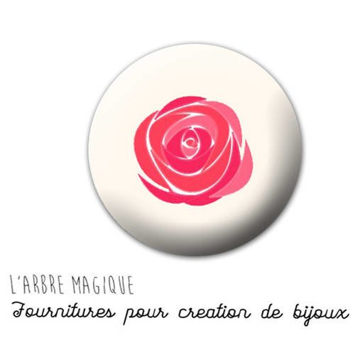 Cabochon fantaisie 25 mm fleur rose beige ref 753 