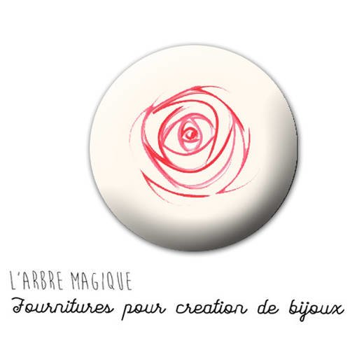 2 cabochons à coller fleur rose beige ref 754  - 16 mm - 