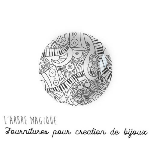 2 cabochons à coller musique en verre 16  mm m710
