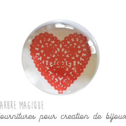 2 cabochons à coller love amour cœur message  en verre 16 mm - n335