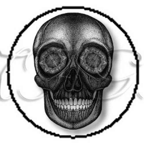 2 cabochons à coller tête de mort  skull 17  en verre 16 mm