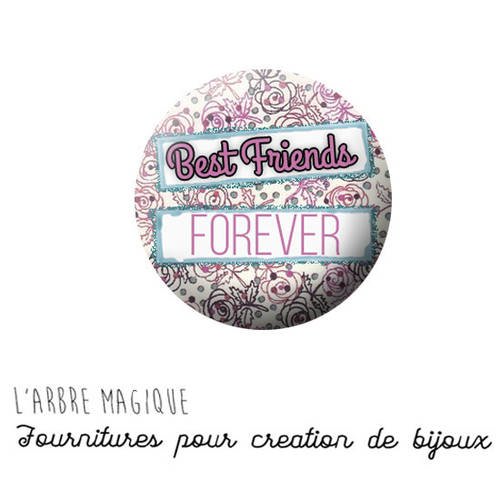 2 cabochons à coller meilleure amie amitiés best friends ref 1284  -  en verre 14 mm - 