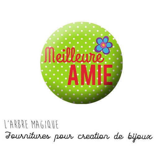 2 cabochons à coller meilleure amie amitiés ref 1282  -  en verre 14 mm - 