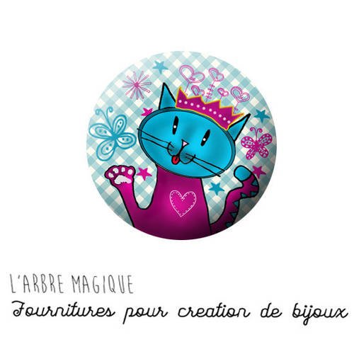 2 cabochons à coller petit chat  - ref 631 -  en verre 20 mm - 