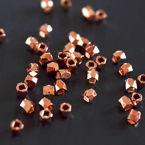 Lot de 10 perles intercalaires ovales à facette métal doré rose gold 3 mm 