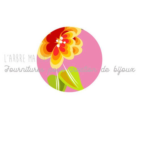 2 cabochons à coller fleurs en verre 20 mm n587