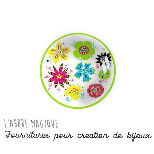 2 cabochons à coller fleurs en verre 20 mm n1053