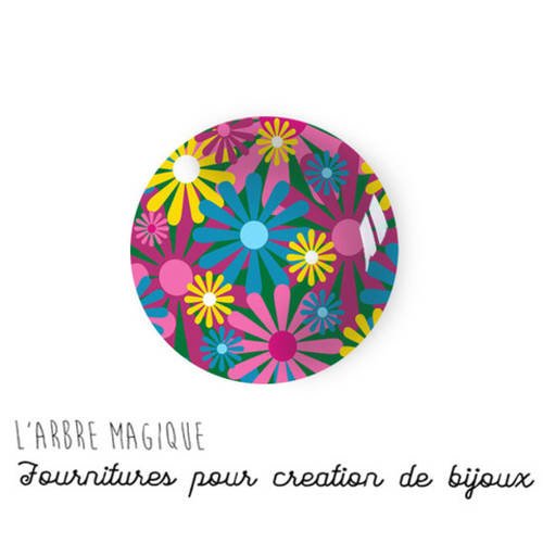 2 cabochons à coller fleurs en verre 20 mm n1055