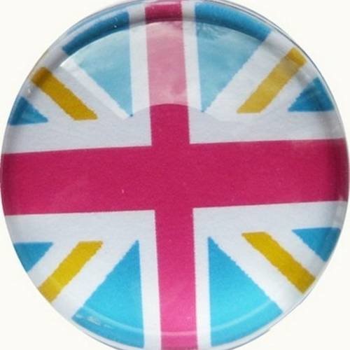 2 cabochons à coller uk union jack  en verre 20 mm - n349