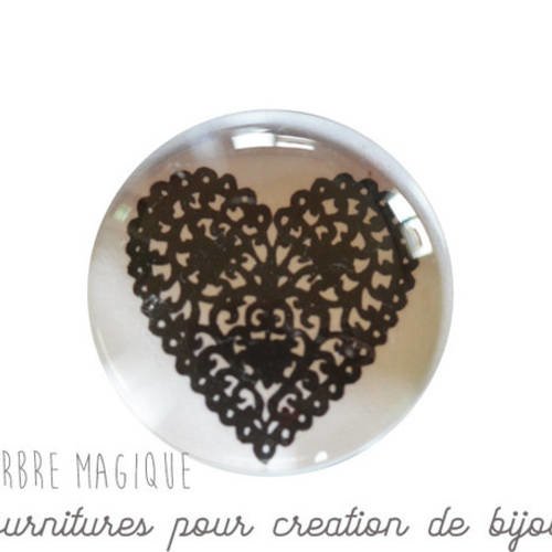 2 cabochons à coller love amour cœur message  en verre 20 mm - n336