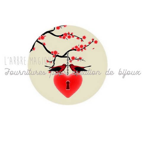 2 cabochons à coller love amour cœur message  en verre 20 mm - n578