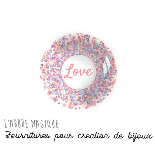 2 cabochons à coller love amour cœur message  en verre 20 mm - n681