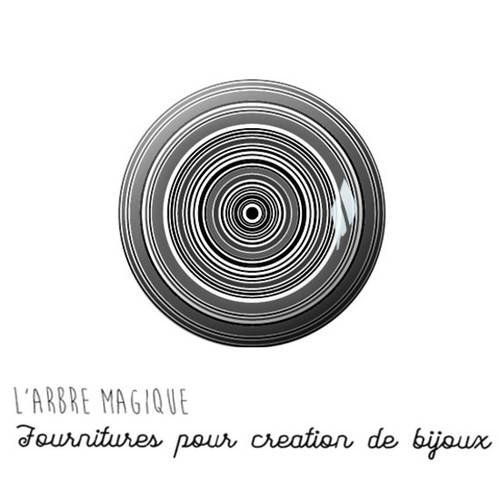 2 cabochons à coller cercles noir et blanc verre 20  mm m1179