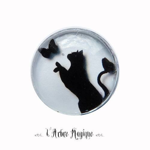 2 cabochons à coller chat en verre 20 mm - a185