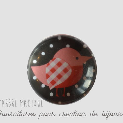 2 cabochons à coller oiseaux en verre 20 mm - a372
