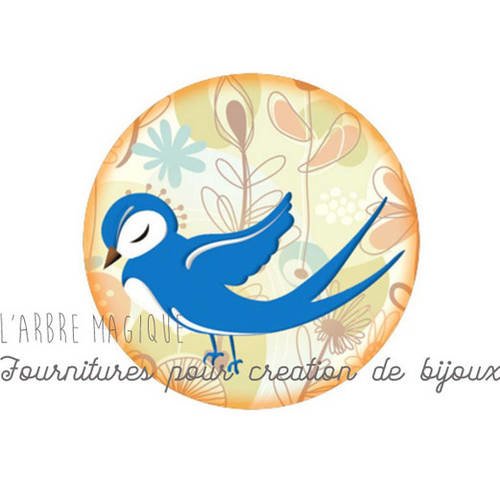 2 cabochons à coller oiseaux en verre 20 mm - a389