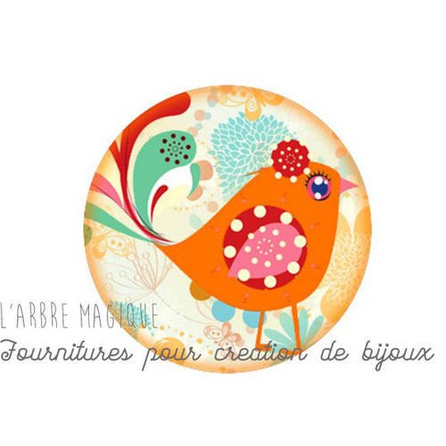 2 cabochons à coller oiseaux en verre 20 mm - a404