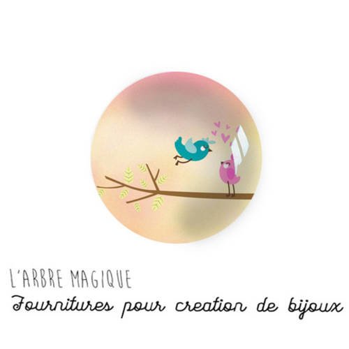 2 cabochons à coller oiseaux en verre 20 mm - a701