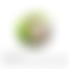 Cabochon à coller fleur blanche fond vert anis verre 25 mm - ref 875 