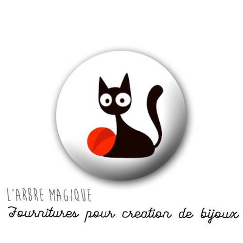 2 cabochons à coller chat meow en verre 16 mm - ref 818 