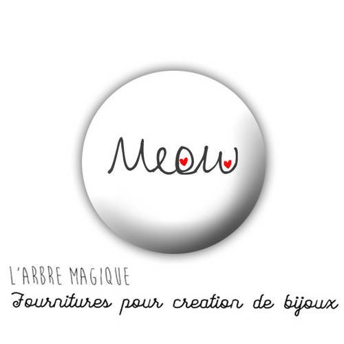 2 cabochons à coller chat meow en verre 16 mm - ref 819 
