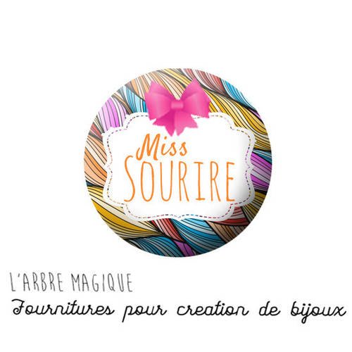 2 cabochons à coller miss sourire en verre 14 mm - ref 776 