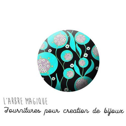 2 cabochons à coller bleu noir en verre 20 mm - ref 1241 