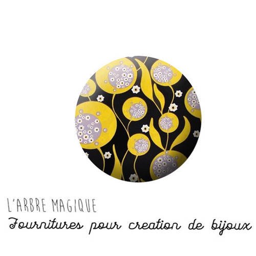 2 cabochons à coller fleurs flower verre 18 mm - ref 1231 