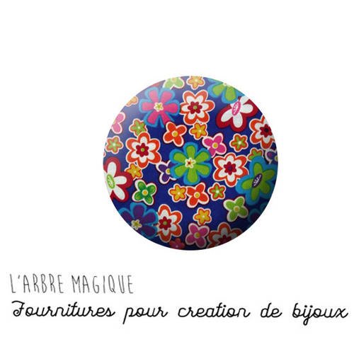 2 cabochons à coller fleurs flower verre 18 mm - ref 1230 