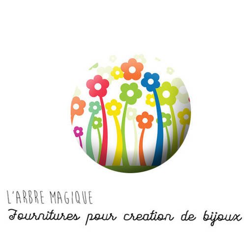2 cabochons à coller fleurs flower verre 18 mm - ref 1226 