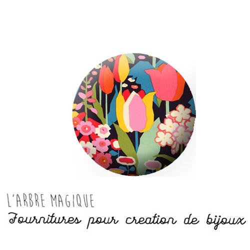 2 cabochons à coller fleurs flower verre 18 mm - ref 1225 